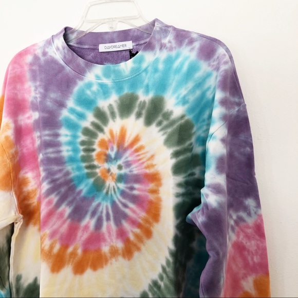 Daydreamer Tie Dye Crop Sweatshirt Rainbow Spiral - Picture 3 of 9